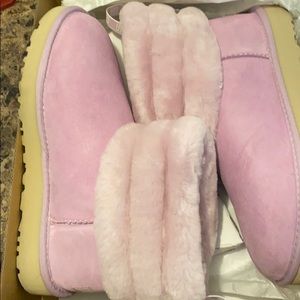 Pink ugg boots with quilted fluff